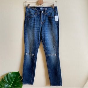 Gap Always Skinny Distressed Mid Rise Jeans NWT Size 26 Blue Denim